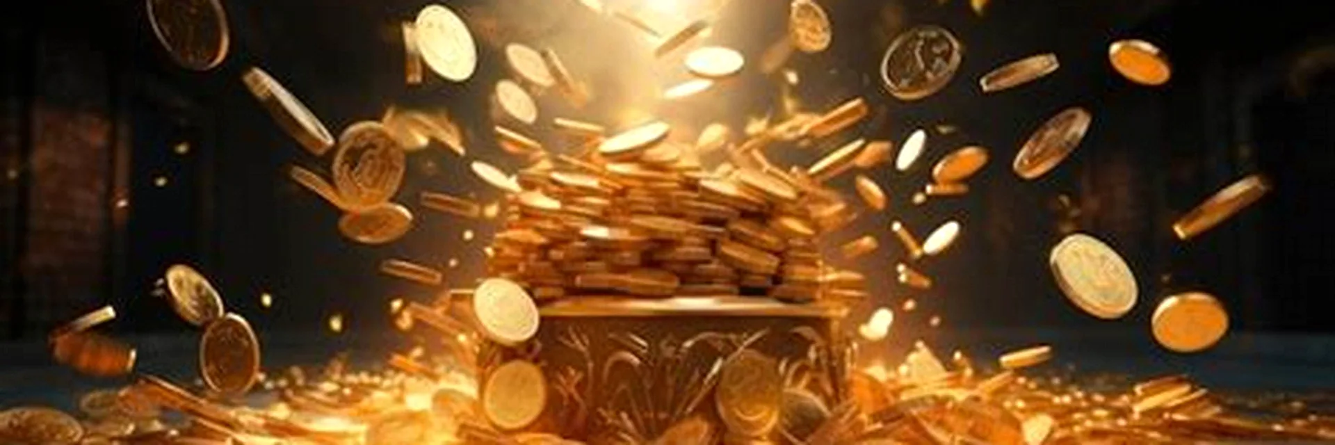 Calypso Casino bonus illustrated by gold coins bursting from a treasure chest